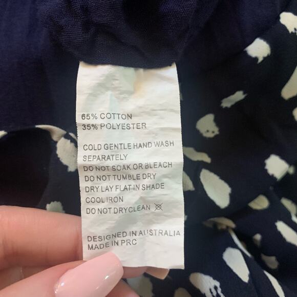 Polly navy blue & cream dotted mini dress size 2 - Picture 8 of 11